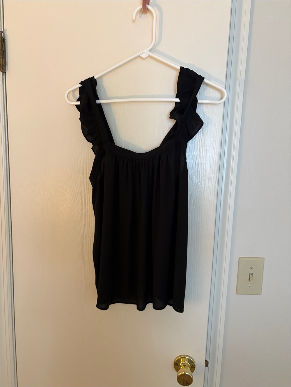 LOFT Black Ruffle Strap Camisole